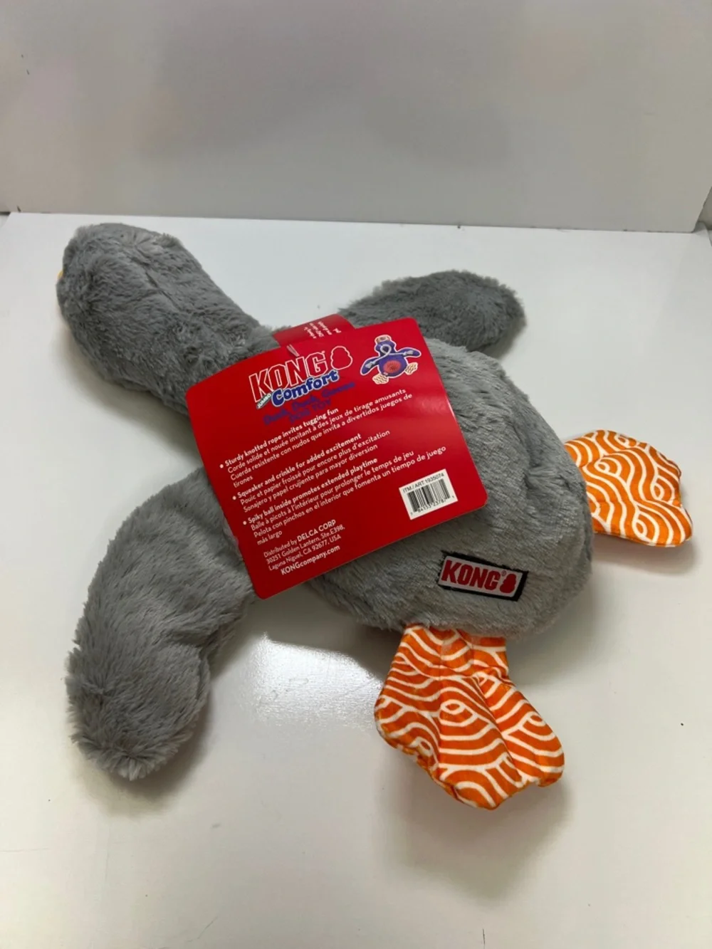 Dog toy kong Gray & Orange Plush Duck Dog Toy